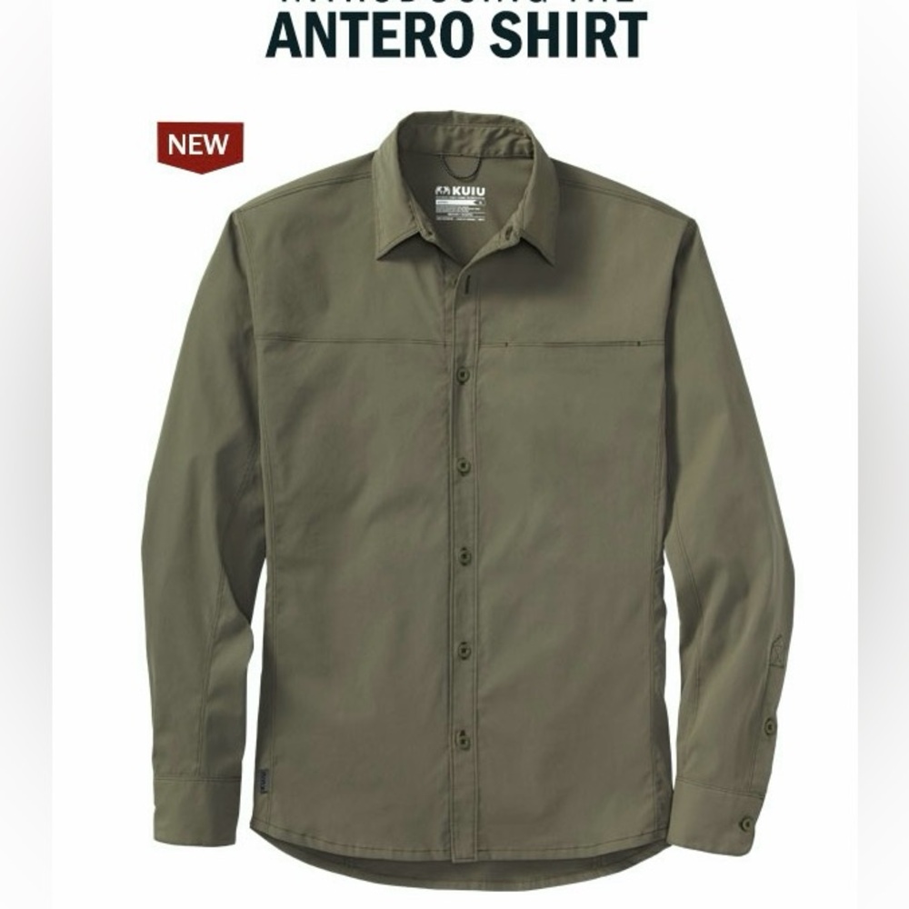 KUIU Antero Men's Olive Button Down Shirt
